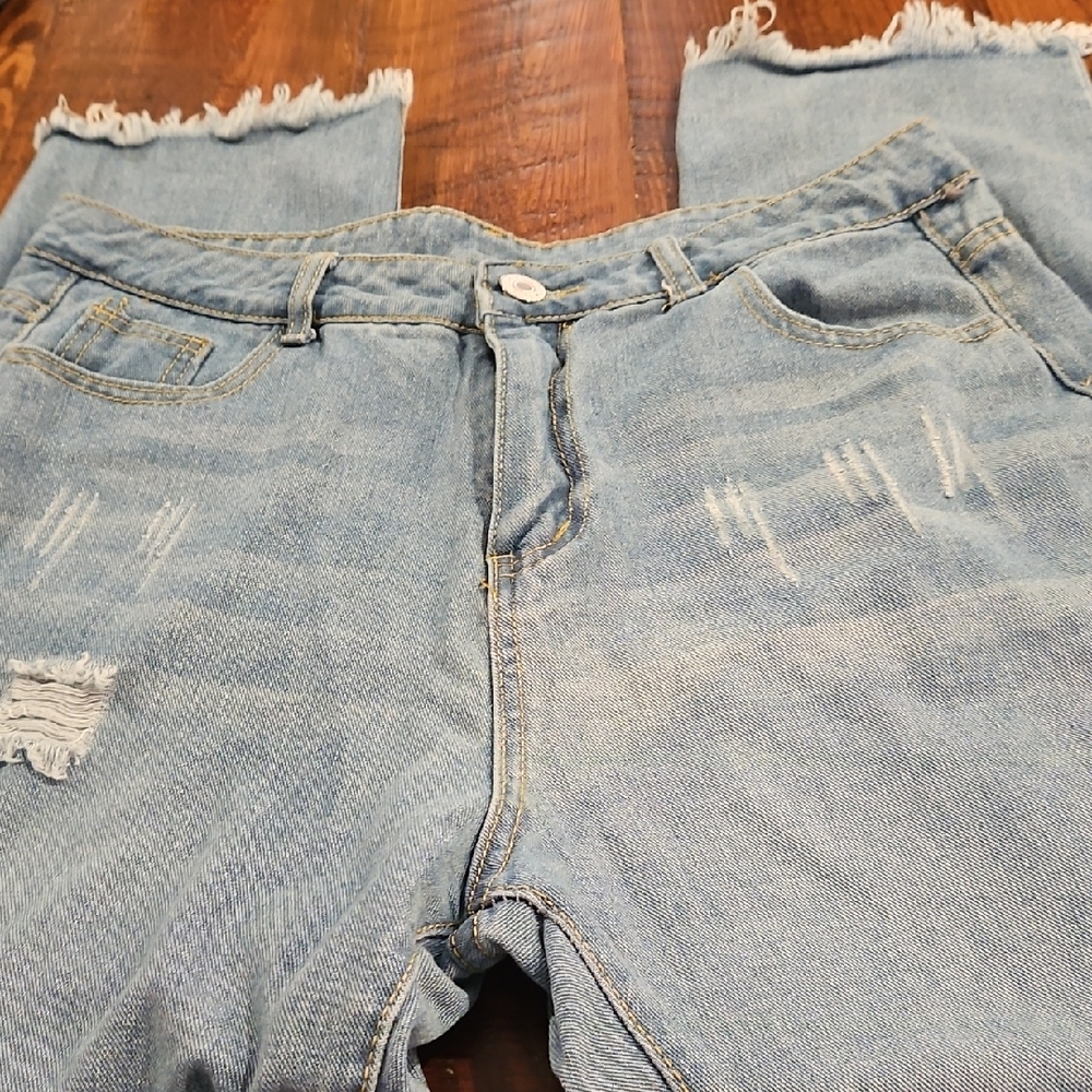 Distressed Coeur De Vague Light Blue Women's Jeans